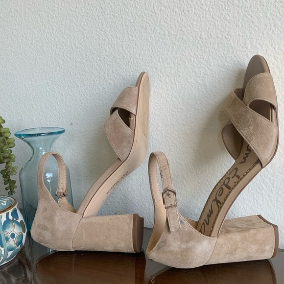 Sam Edelman Orlane Suede sandals with cross strap, 3 1/2” block heels. S… - Picture 5 of 14
